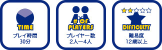 難易度12歳以上・プレイヤー数2人～4人・プレイ時間15分～20分